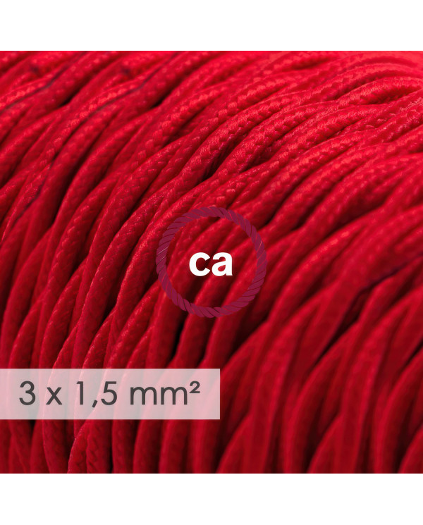 Multipresa con cavo in tessuto colorato effetto seta Rosso TM09 e spina schuko con anello confort
