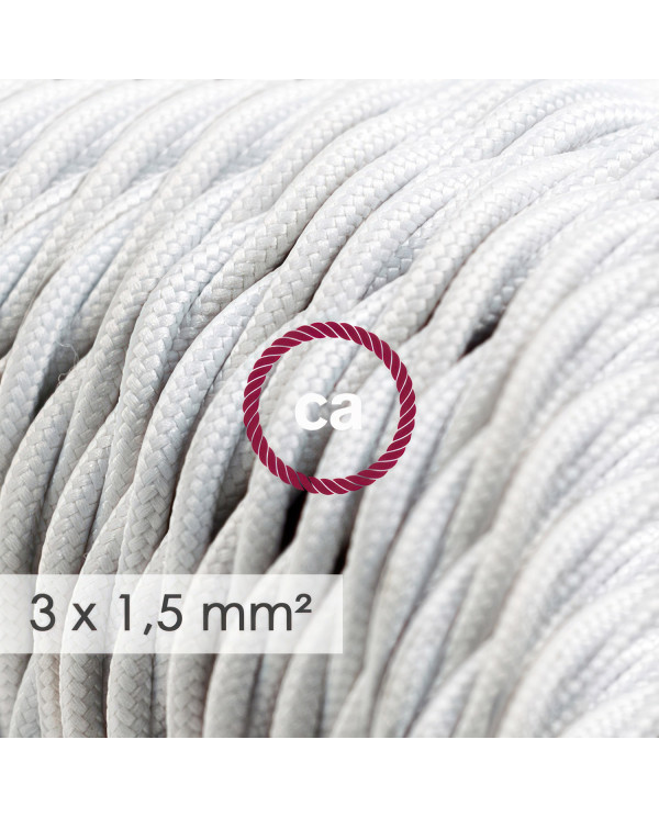 Multipresa con cavo in tessuto colorato effetto seta Bianco TM01 e spina schuko con anello confort