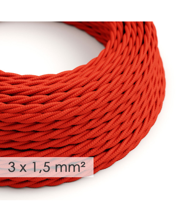 Cavo elettrico a larga sezione 3x1,50 trecciato - tessuto effetto seta Rosso TM09