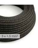 Cavo elettrico a larga sezione 3x1,50 rotondo - lino naturale Antracite RN03