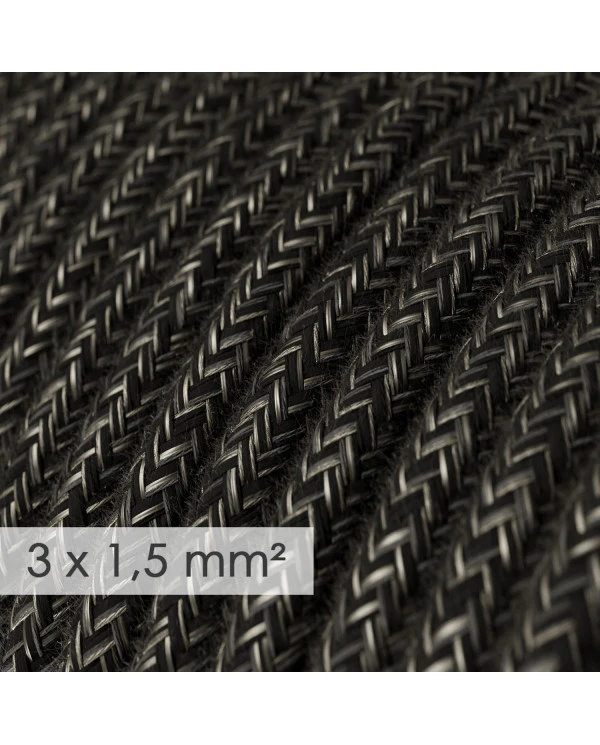 Cavo elettrico a larga sezione 3x1,50 rotondo - lino naturale Antracite RN03