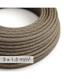 Cavo elettrico a larga sezione 3x1,50 rotondo - lino naturale Marrone RN04