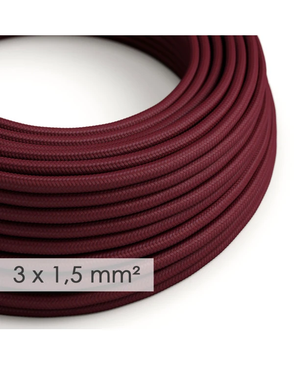 Cavo elettrico a larga sezione 3x1,50 rotondo - tessuto effetto seta Bordeaux RM19