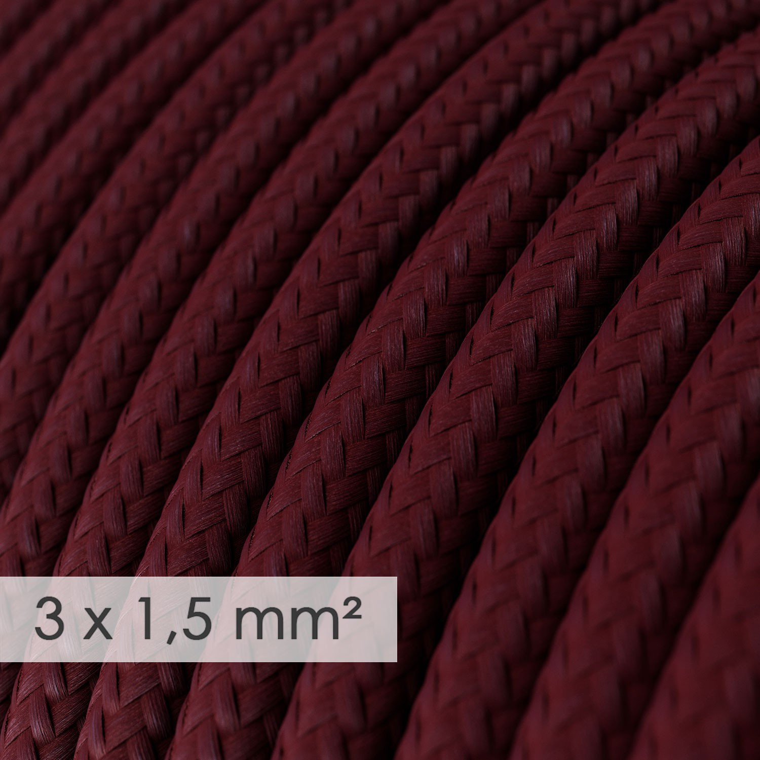 Cavo elettrico a larga sezione 3x1,50 rotondo - tessuto effetto seta Bordeaux RM19