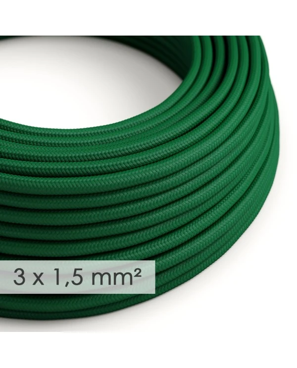 Cavo elettrico a larga sezione 3x1,50 rotondo - tessuto effetto seta Verde scuro RM21