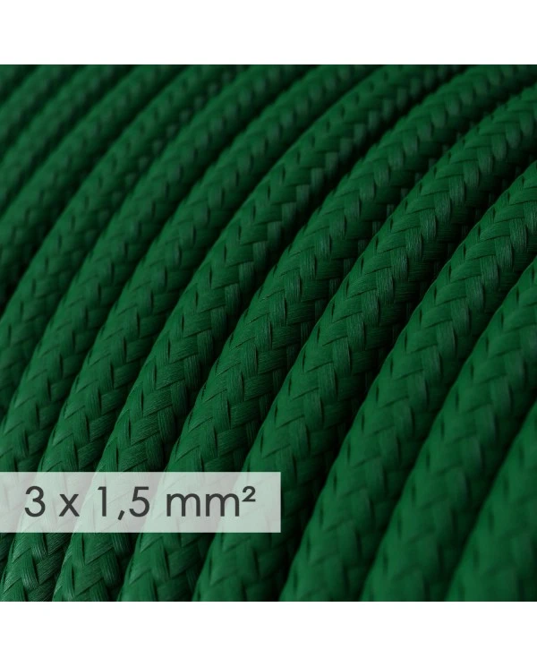 Cavo elettrico a larga sezione 3x1,50 rotondo - tessuto effetto seta Verde scuro RM21