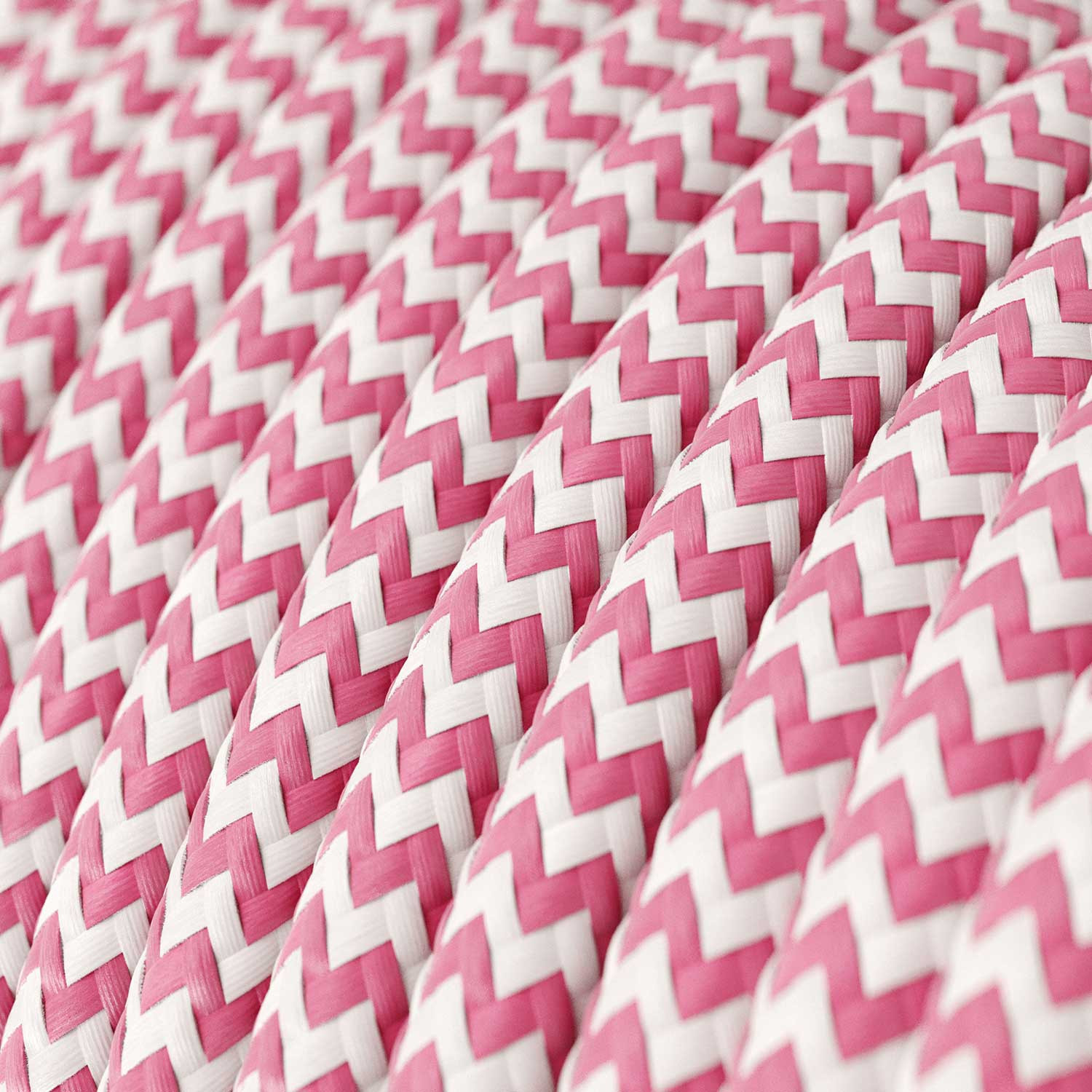 Cavo tessile Rosa Fucsia e Bianco Ottico ZigZag lucido - L'Originale Creative-Cables - RZ08 rotondo 2x0,75mm / 3x0,75mm