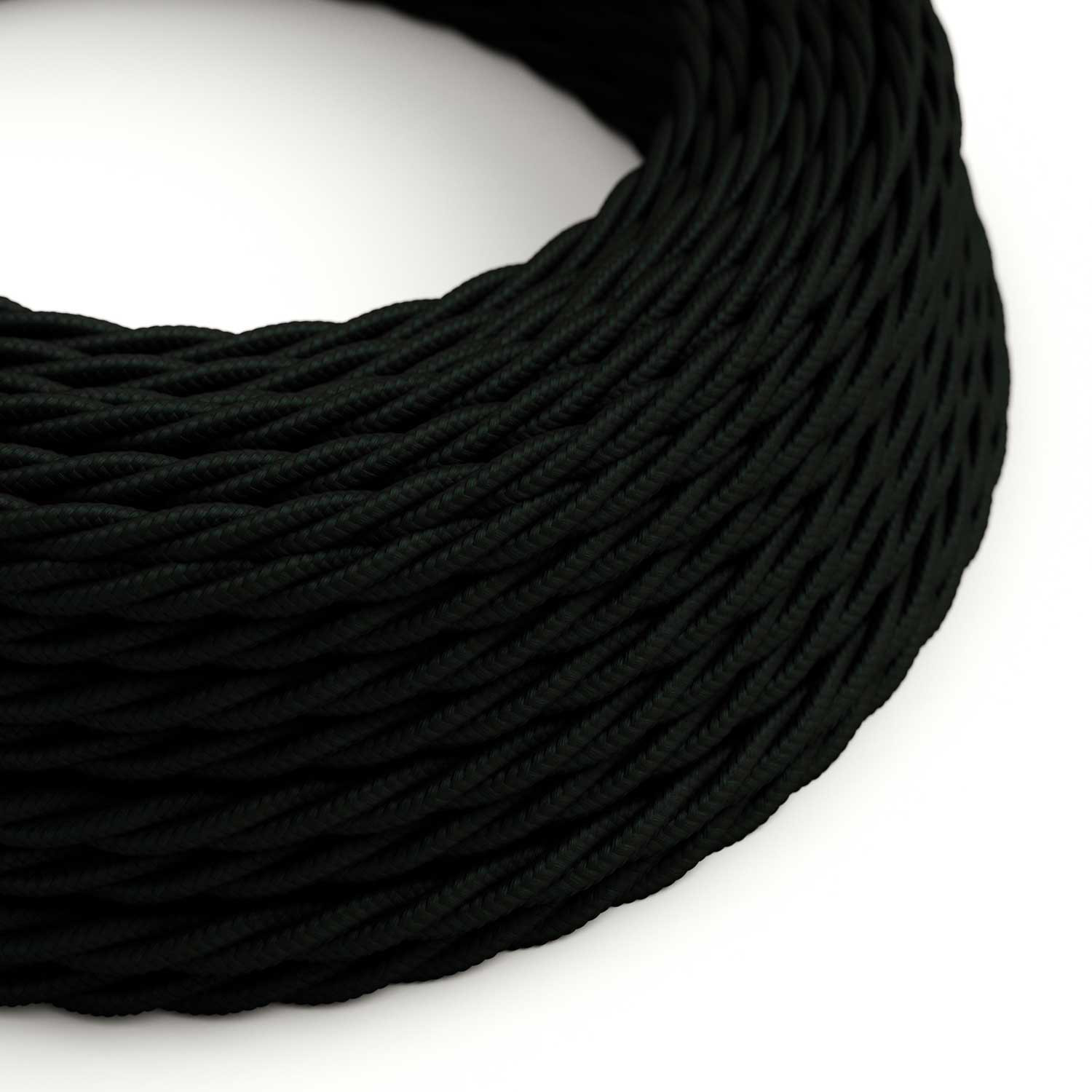 Cavo tessile Nero Carbone lucido - L'Originale Creative-Cables - TM04 trecciato 2x0,75mm / 3x0,75mm