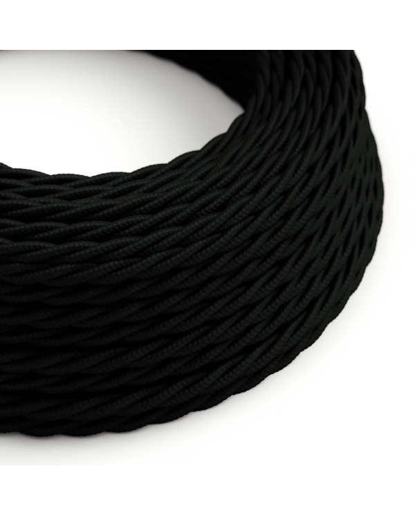 Cavo tessile Nero Carbone lucido - L'Originale Creative-Cables - TM04 trecciato 2x0,75mm / 3x0,75mm