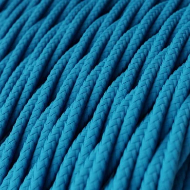 Cavo tessile Blu Ciano lucido - L'Originale Creative-Cables - TM11 trecciato 2x0,75mm / 3x0,75mm