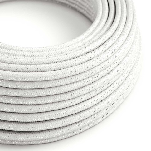 Cavo tessile Bianco lucido e glitterato - L'Originale Creative-Cables - RL01 rotondo 2x0,75mm / 3x0,75mm