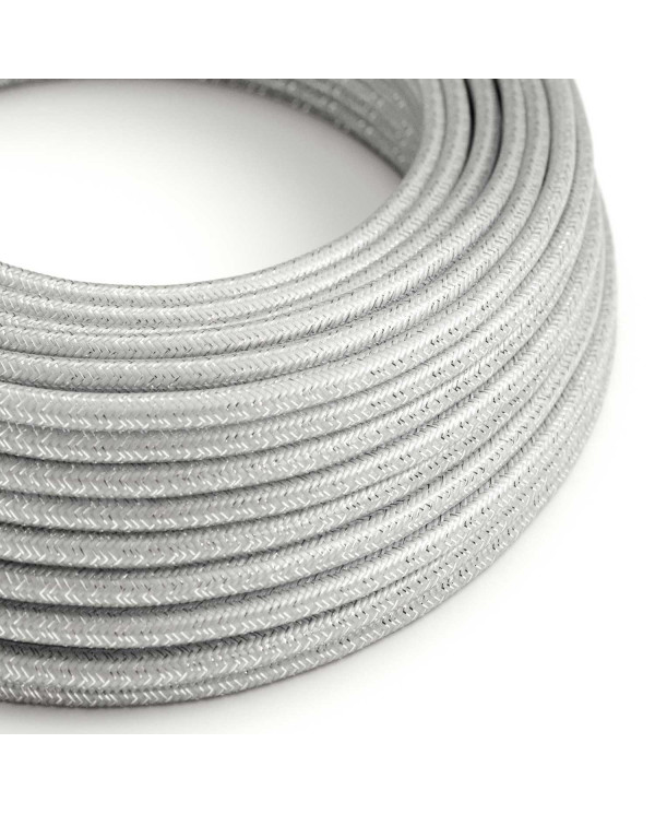 Cavo tessile Argento lucido e glitterato - L'Originale Creative-Cables - RL02 rotondo 2x0,75mm / 3x0,75mm
