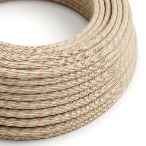 Cavo tessile Rosa Antico e Beige Stripes - L'Originale Creative-Cables - RD51 rotondo 2x0,75mm / 3x0,75mm