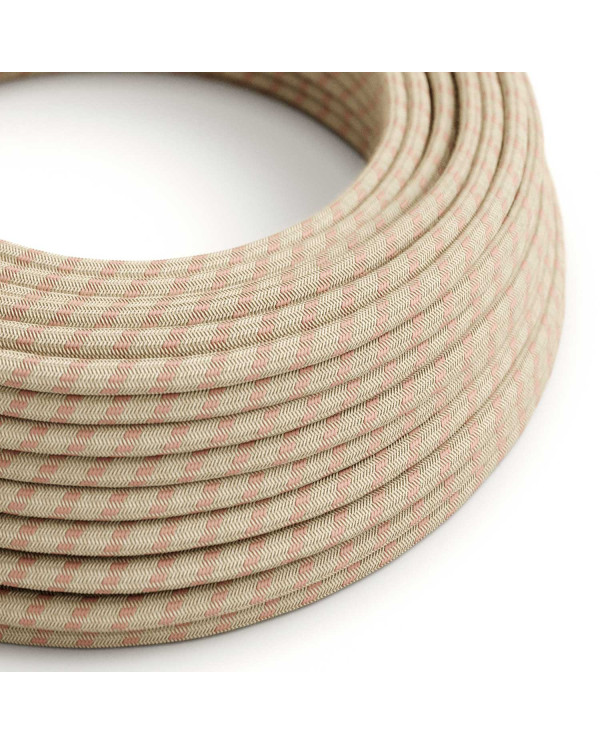 Cavo tessile Rosa Antico e Beige Stripes - L'Originale Creative-Cables - RD51 rotondo 2x0,75mm / 3x0,75mm
