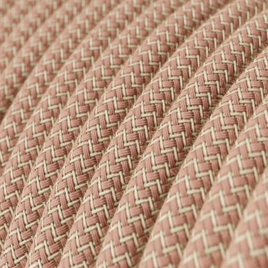 Cavo tessile Rosa Antico e Beige ZigZag - L'Originale Creative-Cables - RD71 rotondo 2x0,75mm / 3x0,75mm