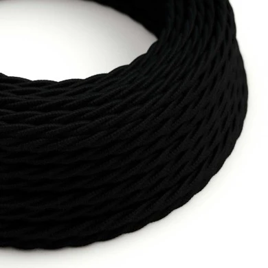 Cavo tessile Nero Carbone in cotone - L'Originale Creative-Cables - TC04 trecciato 2x0,75mm / 3x0,75mm