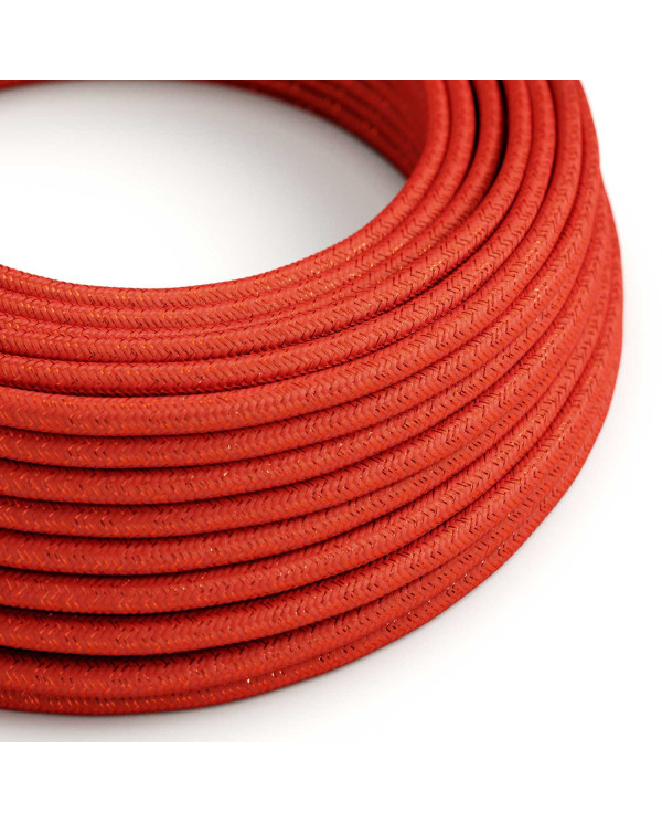 Cavo tessile Rosso Fuoco lucido e glitterato - L'Originale Creative-Cables - RL09 rotondo 2x0,75mm / 3x0,75mm