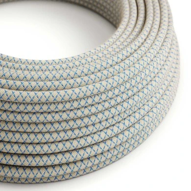 Cavo tessile Blu Steward e Beige Losanga - L'Originale Creative-Cables - RD65 rotondo 2x0,75mm / 3x0,75mm