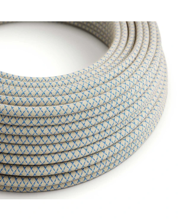 Cavo per illuminazione tessile Blu Steward e Beige Losanga - L'Originale Creative Cables, dai vita alle tue lampade - RD65