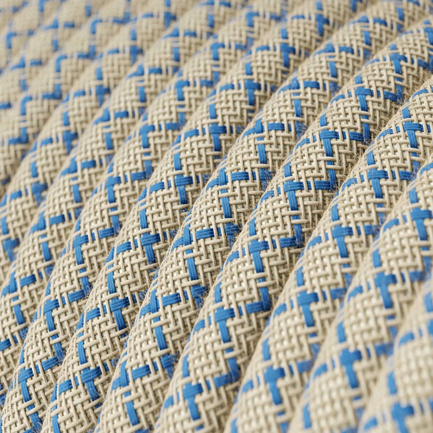 Cavo per illuminazione tessile Blu Steward e Beige Losanga - L'Originale Creative Cables, dai vita alle tue lampade - RD65