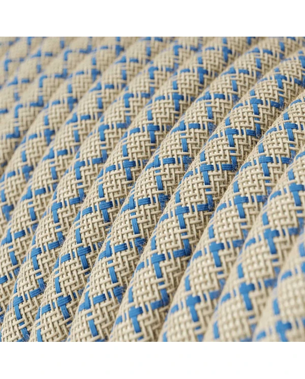 Cavo per illuminazione tessile Blu Steward e Beige Losanga - L'Originale Creative Cables, dai vita alle tue lampade - RD65