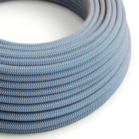 Cavo tessile Blu Steward e Beige ZigZag - L'Originale Creative-Cables - RD75 rotondo 2x0,75mm / 3x0,75mm