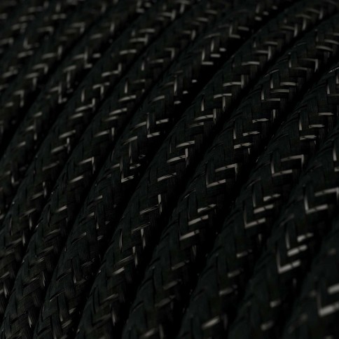 Cavo tessile Nero Carbone lucido e glitterato - L'Originale Creative-Cables - RL04 rotondo 2x0,75mm / 3x0,75mm
