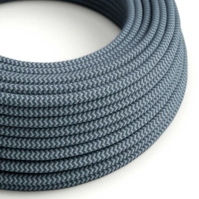 Cavo tessile Grigio Pietra e Blu Oceano in cotone - L'Originale Creative-Cables - RZ25 rotondo 2x0,75mm / 3x0,75mm