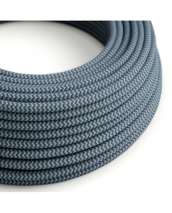 Cavo tessile Grigio Pietra e Blu Oceano in cotone - L'Originale Creative-Cables - RZ25 rotondo 2x0,75mm / 3x0,75mm
