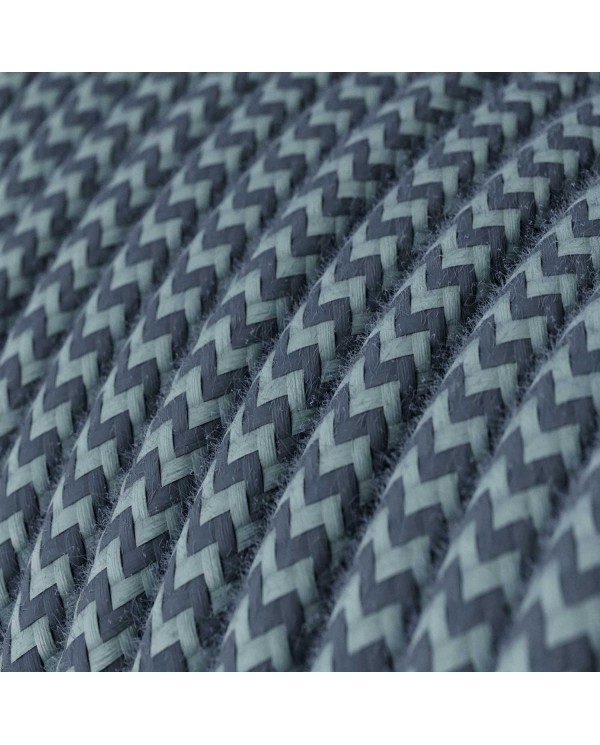 Cavo tessile Grigio Pietra e Blu Oceano in cotone - L'Originale Creative-Cables - RZ25 rotondo 2x0,75mm / 3x0,75mm