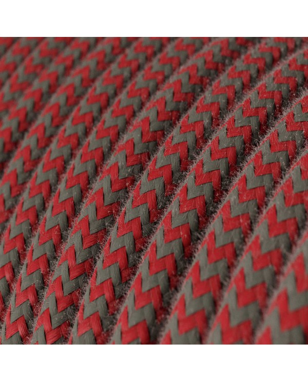 Cavo tessile Rosso Fuoco e Grigio Pietra in cotone - L'Originale Creative-Cables - RZ28 rotondo 2x0,75mm / 3x0,75mm