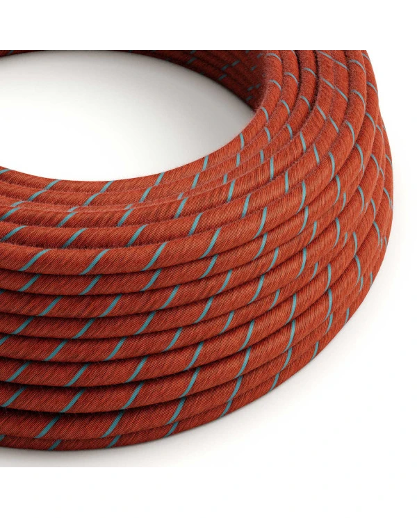 Filo elettrico ricoperto in cotone Mattone e Azzurro Vertigo - L'Originale Creative Cables, per lampadari e lampade - ERC36