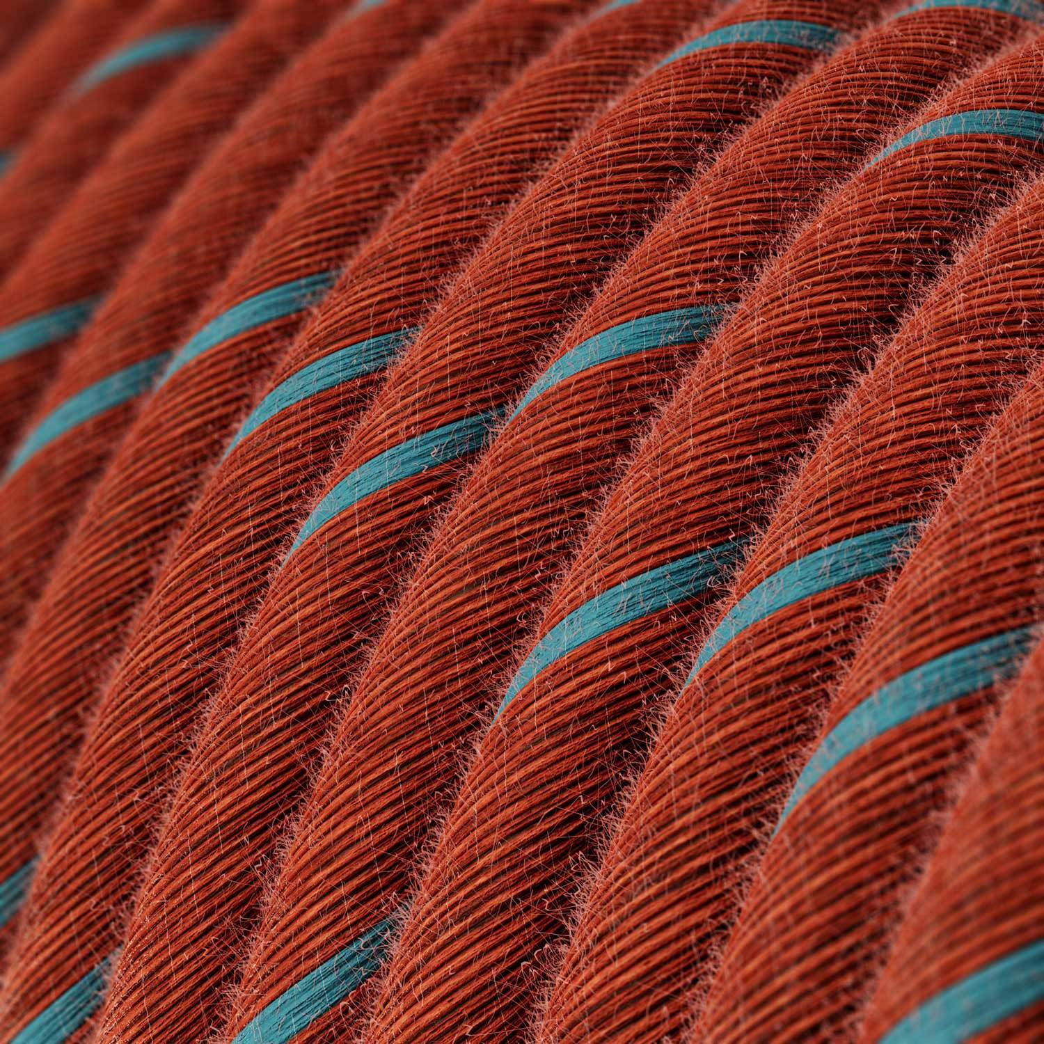 Cavo tessile Mattone e Azzurro in cotone Vertigo - L'Originale Creative-Cables - ERC36 rotondo 2x0,75mm / 3x0,75mm