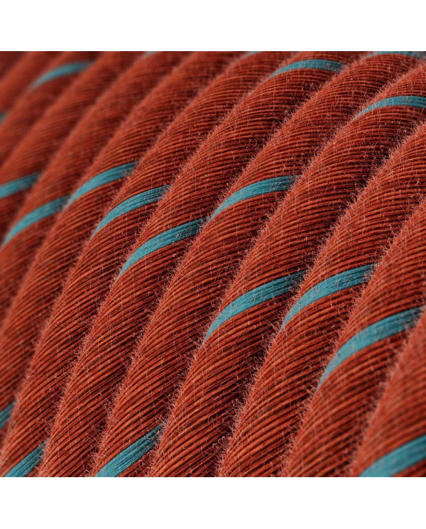 Filo elettrico ricoperto in cotone Mattone e Azzurro Vertigo - L'Originale Creative Cables, per lampadari e lampade - ERC36