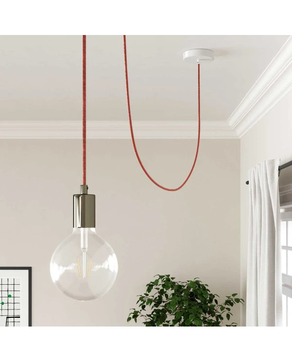 Filo elettrico ricoperto in cotone Mattone e Azzurro Vertigo - L'Originale Creative Cables, per lampadari e lampade - ERC36