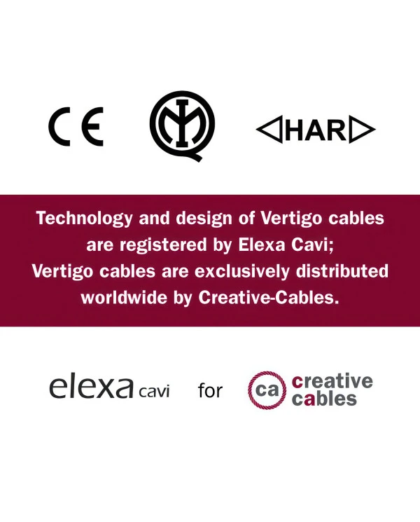 Cavo colorato in cotone e juta Tabacco Vertigo - L'Originale Creative Cables, ottimo per lampade classiche e moderne - ERD21