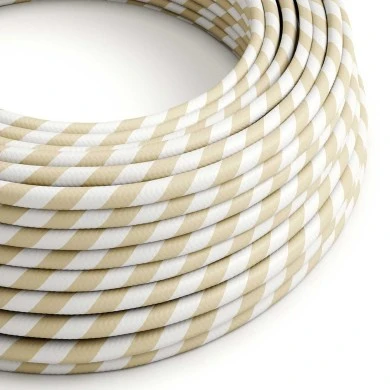 Cavo tessile Crema e Nocciola Vertigo lucido - L'Originale Creative-Cables - ERM56 rotondo 2x0,75mm / 3x0,75mm