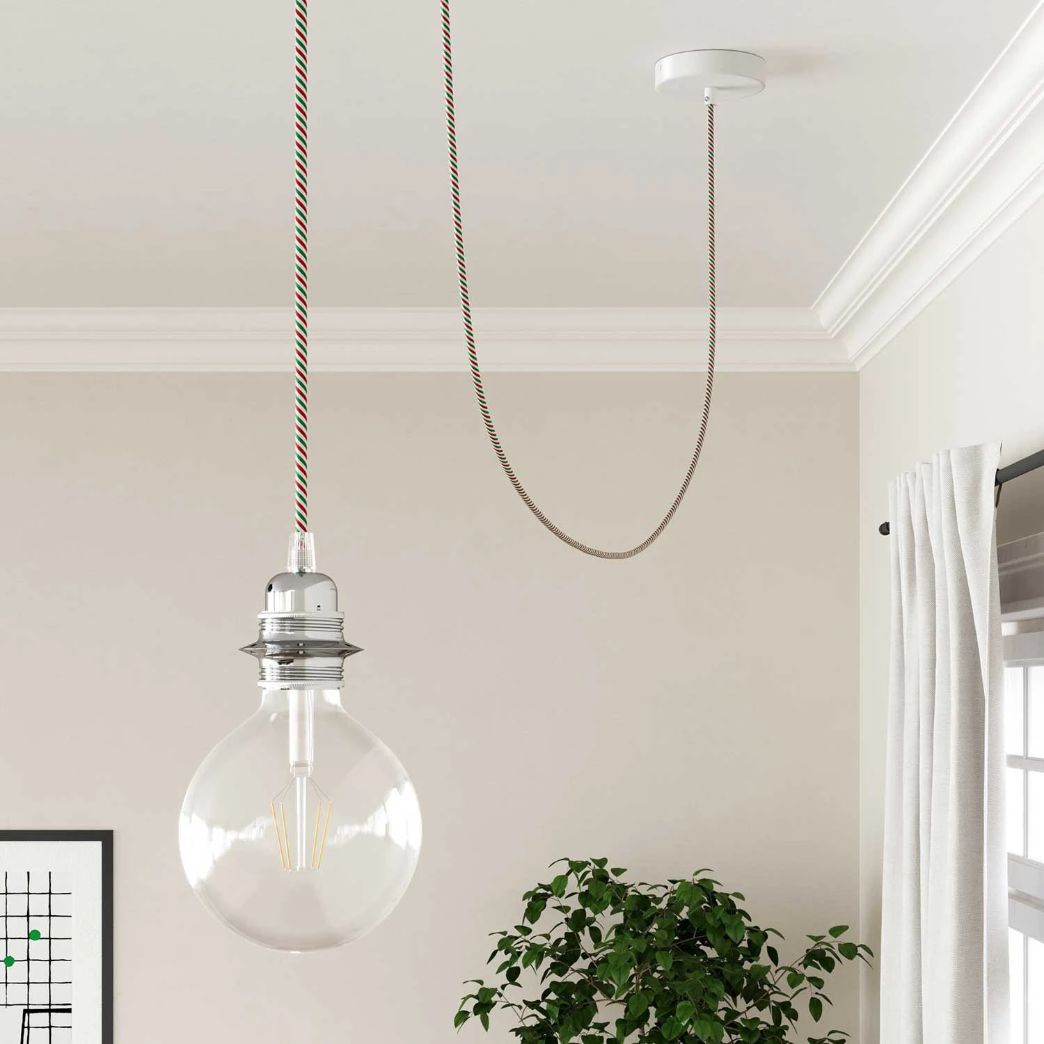 Cavo tessile colorato e lucido Roma Vertigo - L'Originale Creative Cables, per decorazioni luminose fuori dal comune - ERM58