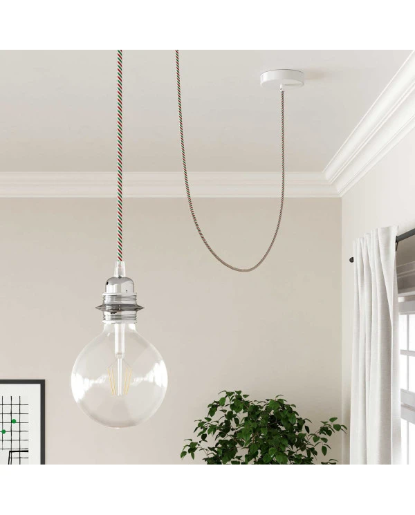 Cavo tessile colorato e lucido Roma Vertigo - L'Originale Creative Cables, per decorazioni luminose fuori dal comune - ERM58