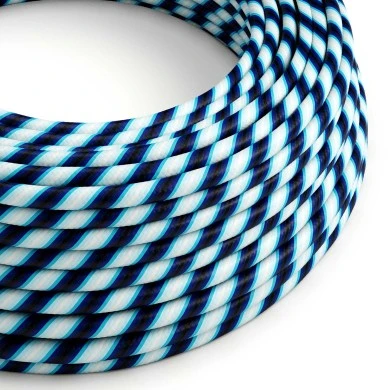 Cavo tessile Regimental blu Vertigo lucido - L'Originale Creative-Cables - ERM60 rotondo 2x0,75mm / 3x0,75mm