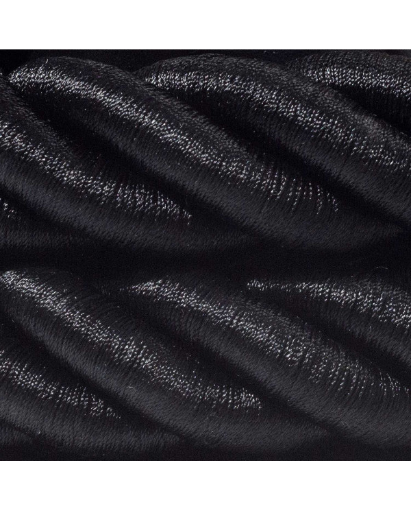 Cordone 3XL, cavo elettrico 3x0,75. Rivestimento in tessuto nero lucido. Diametro 30mm.