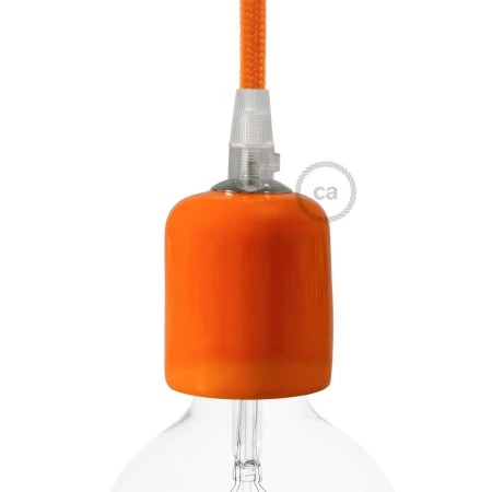 Kit portalampada E27 in ceramica - Arancione