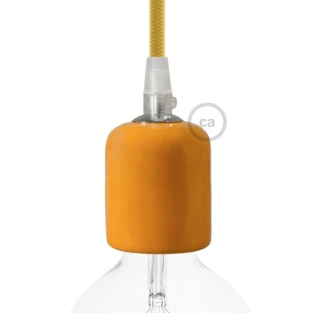 Kit portalampada E27 in ceramica - Mandarino