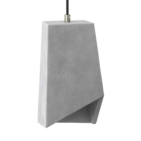 Paralume in cemento Prisma per lampada a sospensione, completo di serracavo e portalampada E27
