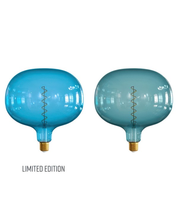 LIMITED EDITION - Lampadina LED Ocean Blue XXL linea Pastel "Sbagliate" filamento a Spirale 4W 100Lm E27 2200K Dimmerabile