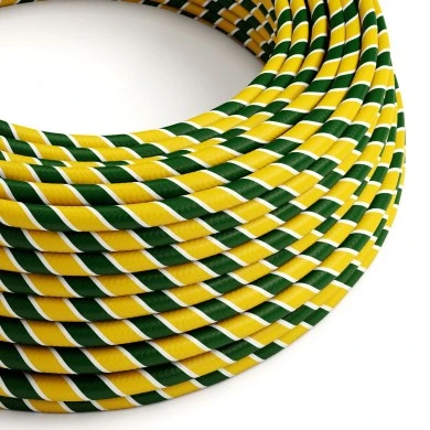 Cavo tessile Regimental Verde e Giallo Vertigo lucido - L'Originale Creative-Cables - ERM69 rotondo 2x0,75mm / 3x0,75mm