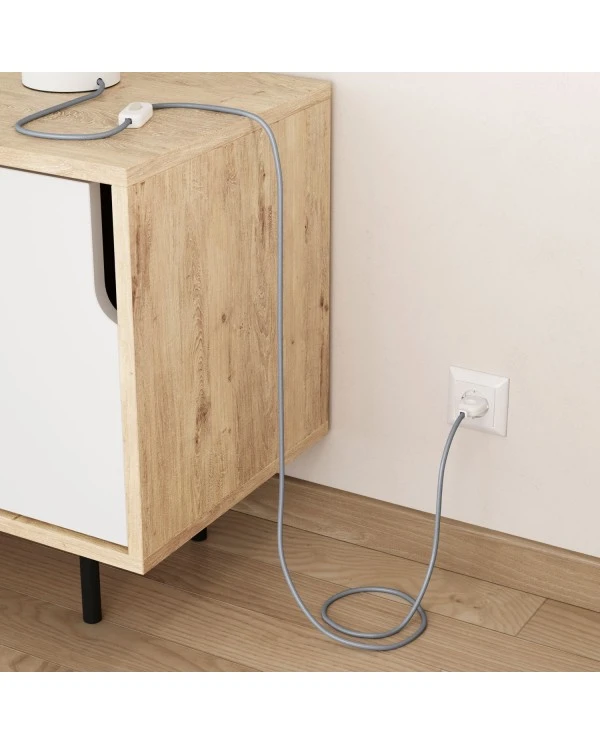 Corda elettrica in tessuto lucido Grigio Azzurro - L'Originale Creative Cables, per creare lampade uniche - RM30