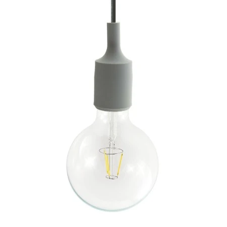 Lampada a sospensione Made in Italy completa di cavo tessile e finiture in silicone - Grigio