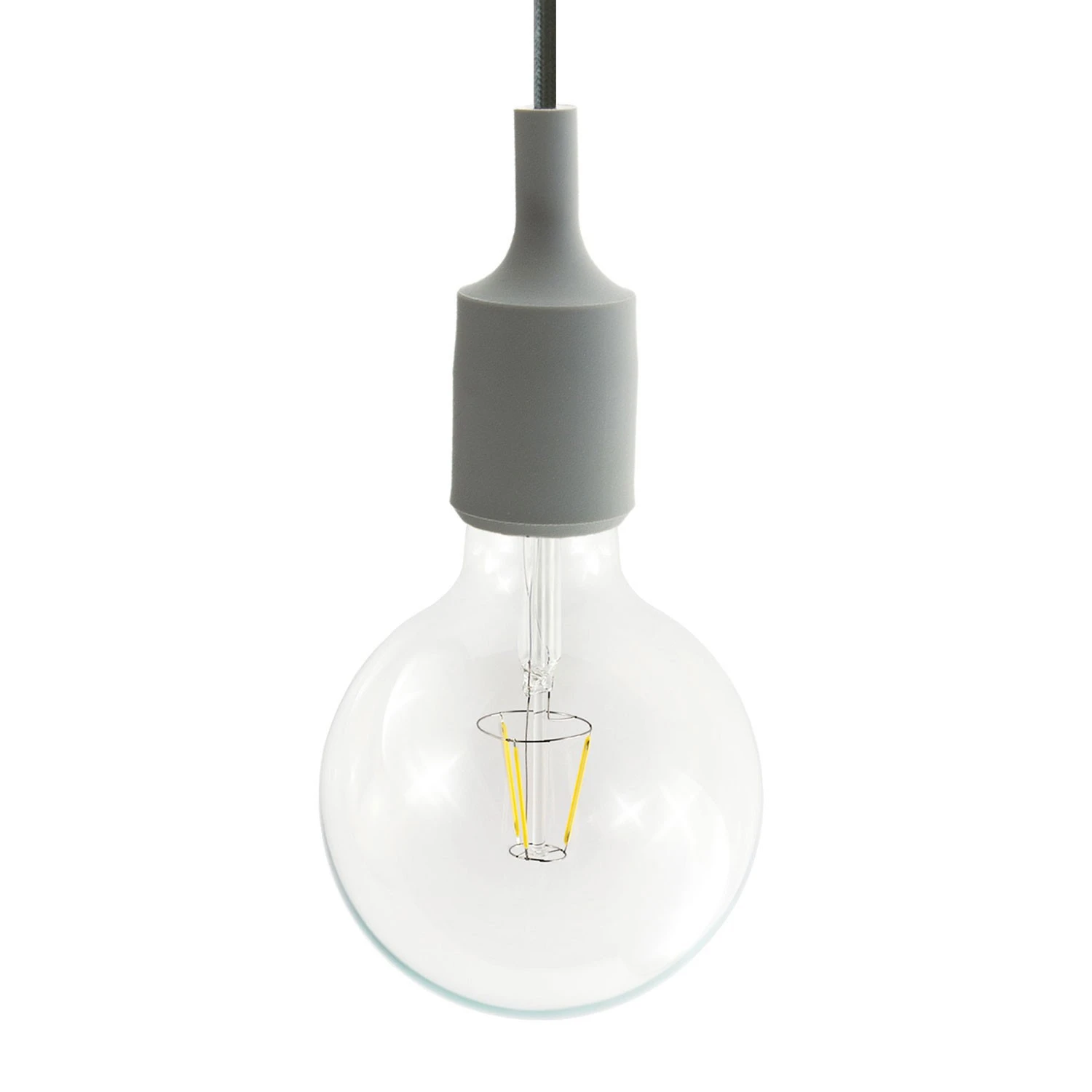 Lampada a sospensione Made in Italy completa di cavo tessile e finiture in silicone
