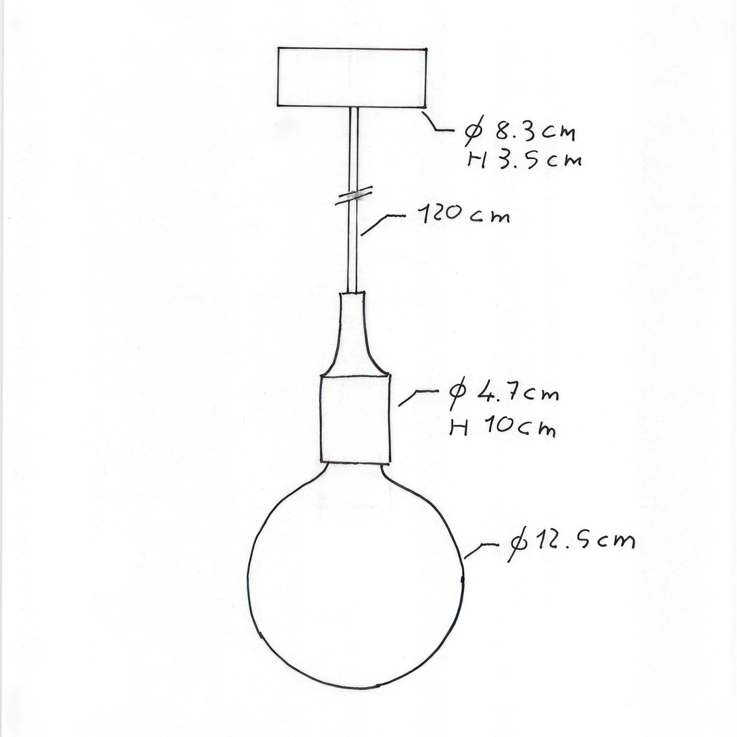 Lampada a sospensione Made in Italy completa di cavo tessile e finiture in silicone